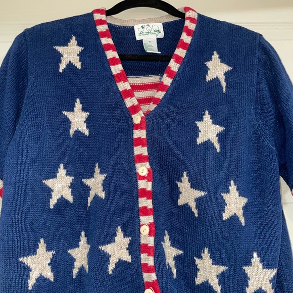 Women’s Vintage The Quacker Factory Patriotic Cardigan Sweater - Picture 2 of 11